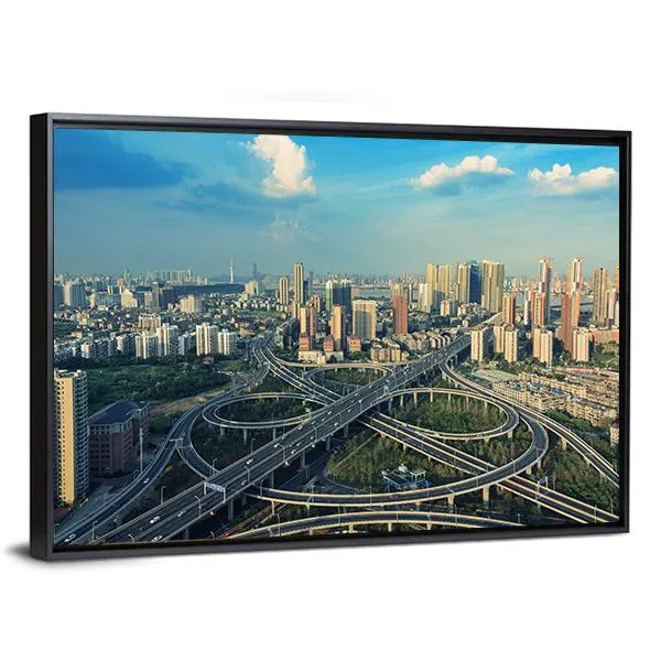 Bridges Under Blue Sky Canvas Wall Art