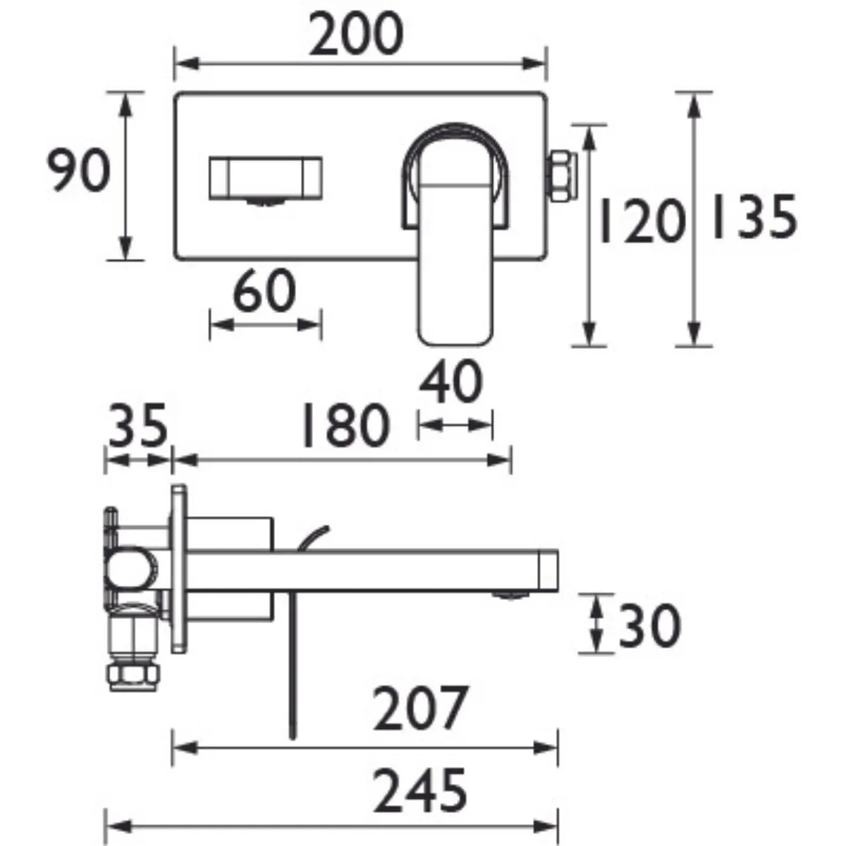 Bristan Alp Wall Mounted Basin Mixer Tap - ALP WMBAS C