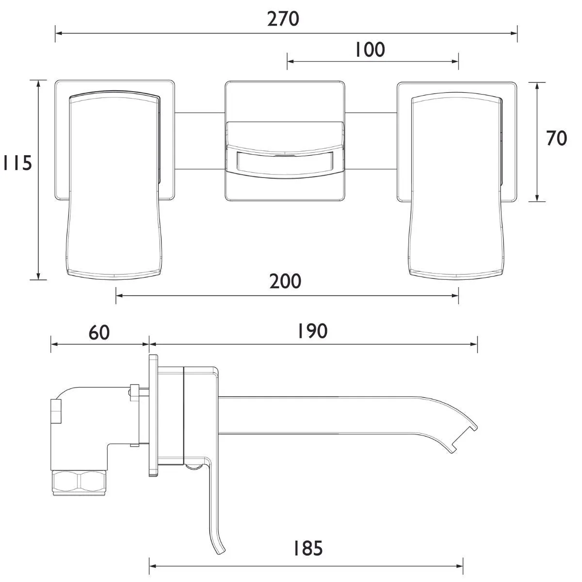 Bristan Descent Wall Mounted Bath Filler - DSC WMBF C