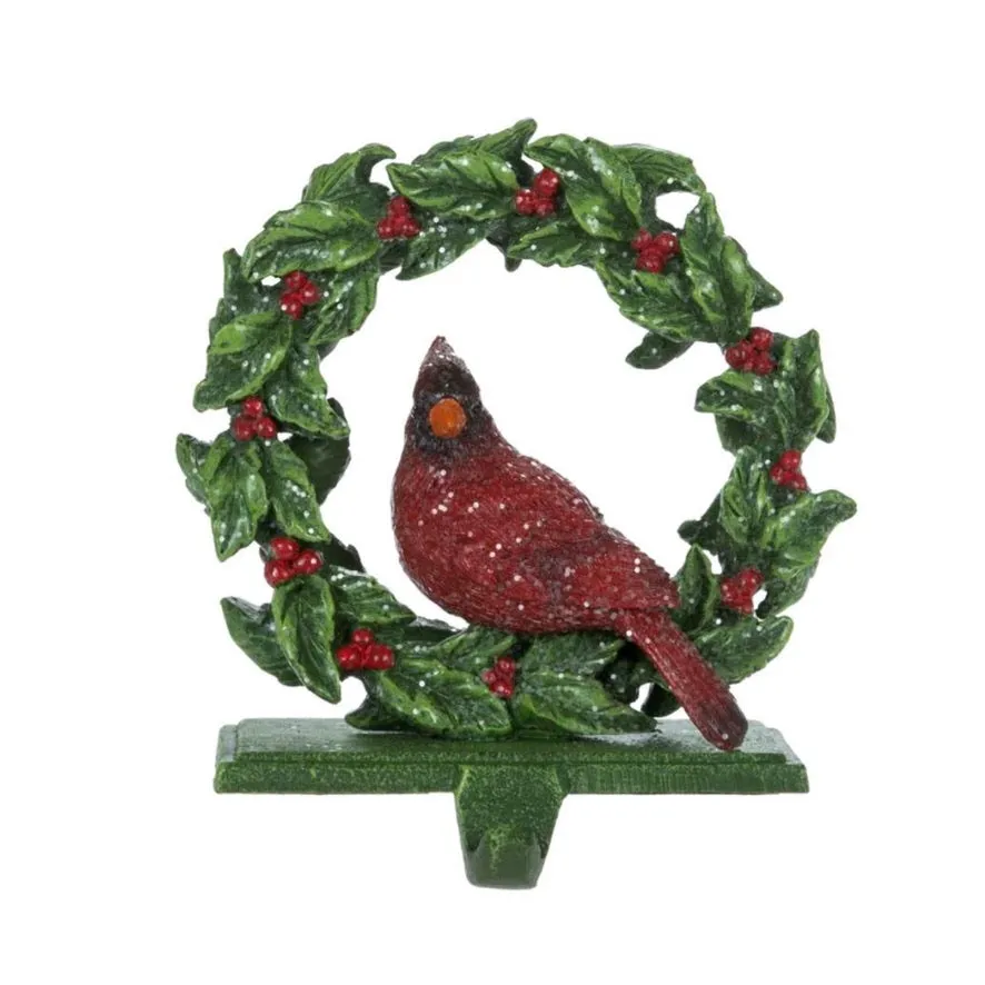 Cardinal in Wreath Stocking Holder