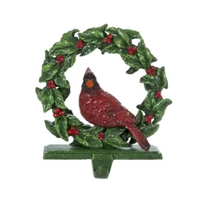 Cardinal in Wreath Stocking Holder