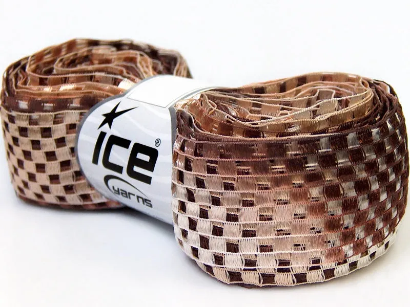 Checkers Yarn - Brown Shades Cream