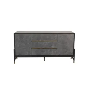 Cid Rue 59 Inch Buffet Sideboard, 2 Cabinets, 3 Drawers, Black, Brown, Gold By Casagear Home