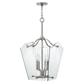 Clarence Polished Antique Nickel and Glass Medium Lantern Pendant - ID 5475