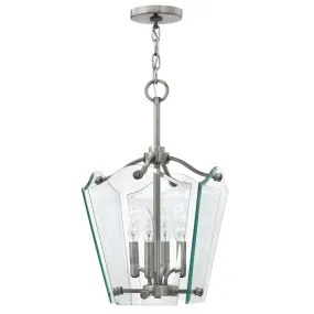 Clarence Polished Antique Nickel and Glass Small Lantern Pendant - ID 5870