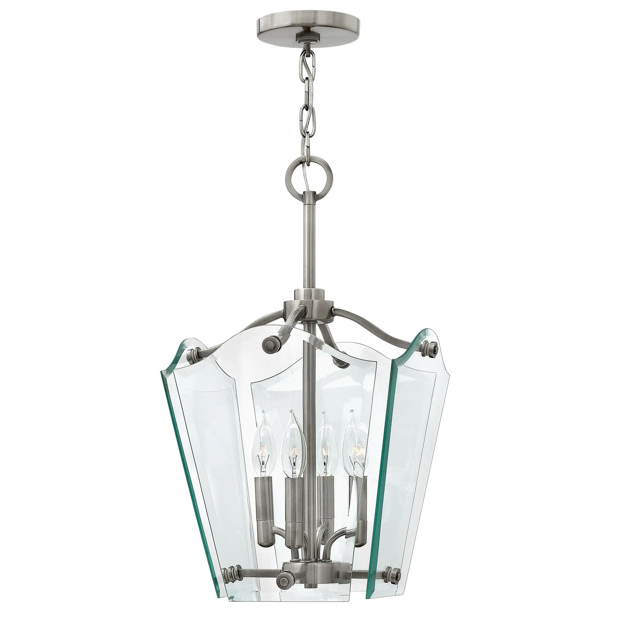 Clarence Polished Antique Nickel and Glass Small Lantern Pendant - ID 5870