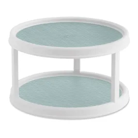Copco Non-Skid 2 Tier Pantry Cabinet Lazy Susan Turntable, 12-Inch - Organize Kitchen, Bathroom, Home Office, Laundry Room, Garage, Craft Room - Kitchen Turntable & Pantry Organizer (Buxton Blue)