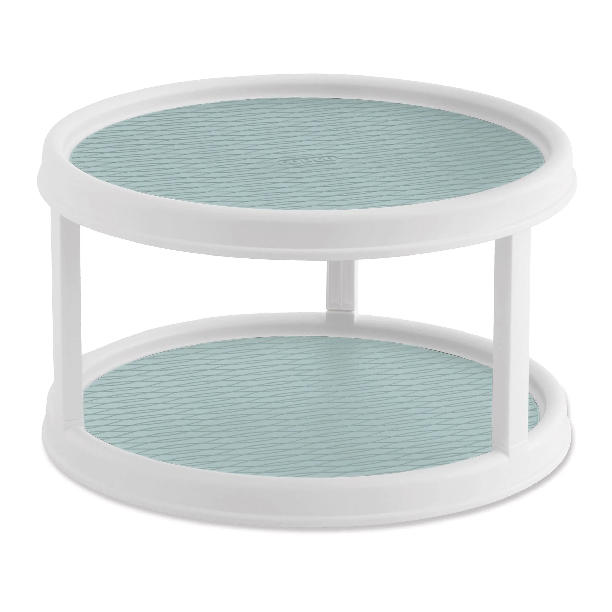 Copco Non-Skid 2 Tier Pantry Cabinet Lazy Susan Turntable, 12-Inch - Organize Kitchen, Bathroom, Home Office, Laundry Room, Garage, Craft Room - Kitchen Turntable & Pantry Organizer (Buxton Blue)