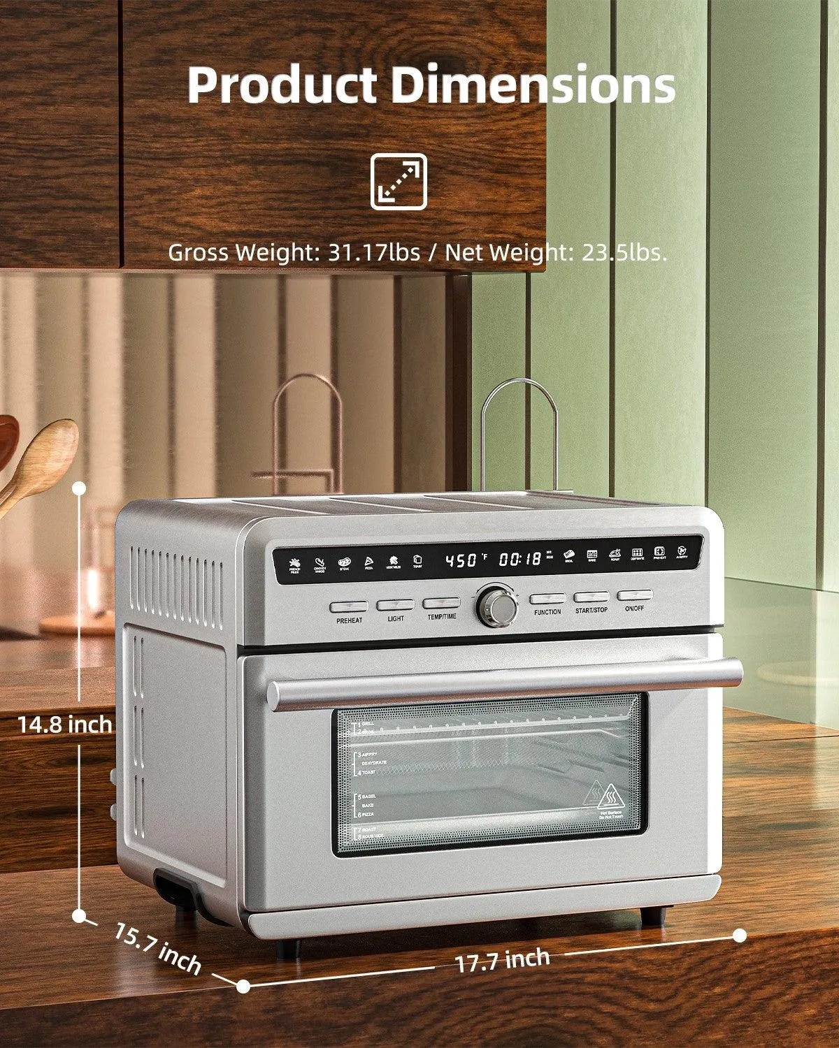 Costway EP24944: 10-in-1 Air Fryer, 26.4 Qt 1800W