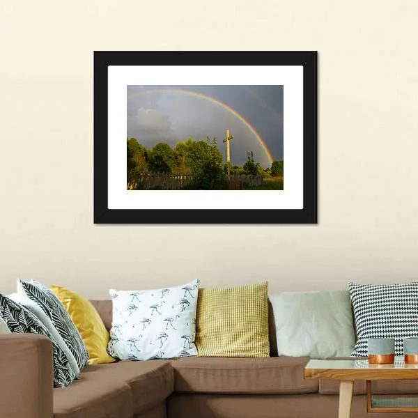 Cross & Rainbow Canvas Wall Art