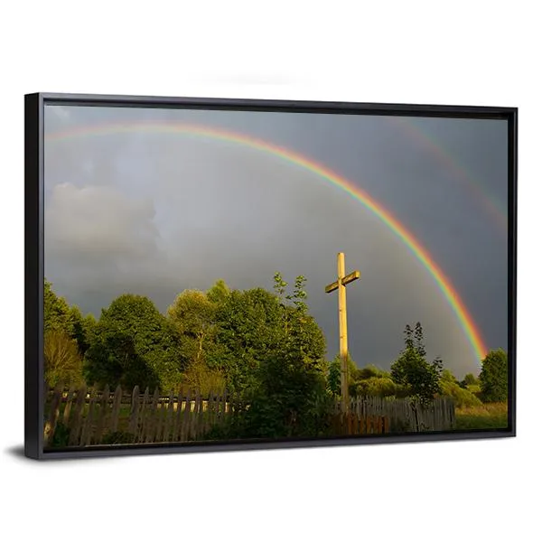 Cross & Rainbow Canvas Wall Art