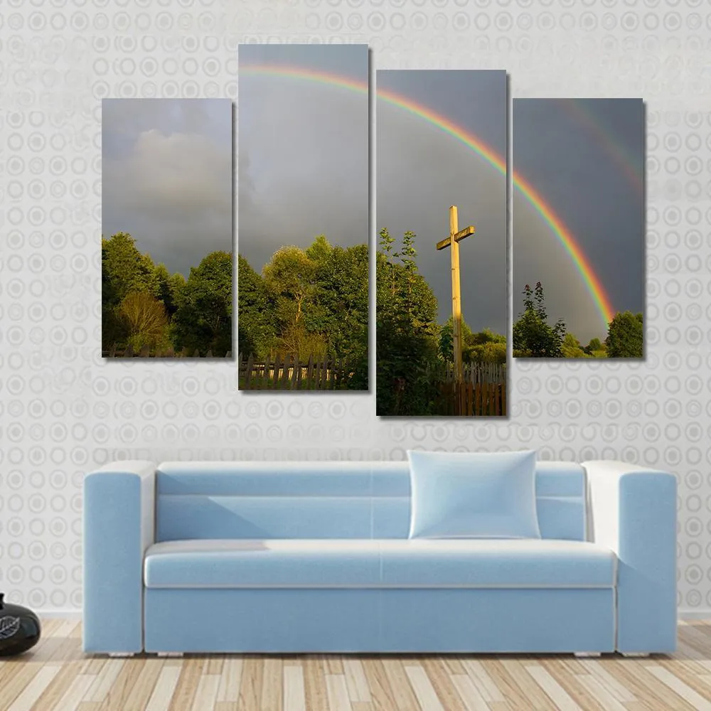 Cross & Rainbow Canvas Wall Art