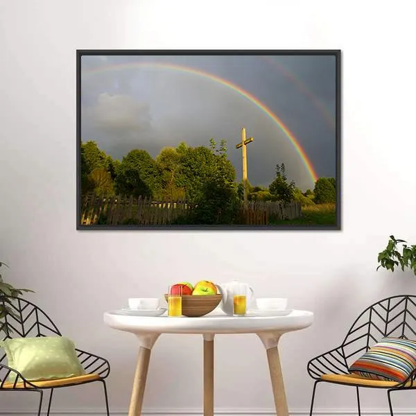 Cross & Rainbow Canvas Wall Art