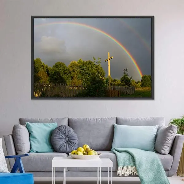 Cross & Rainbow Canvas Wall Art