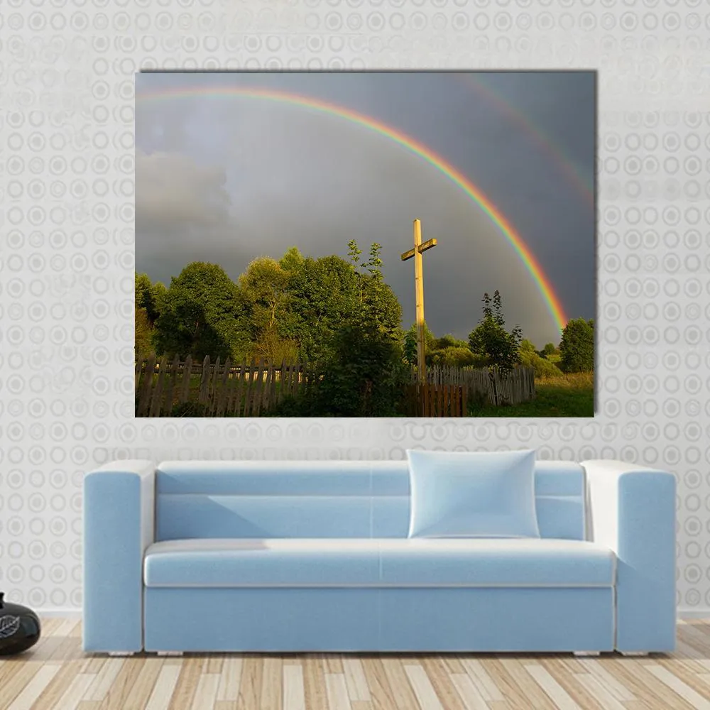 Cross & Rainbow Canvas Wall Art