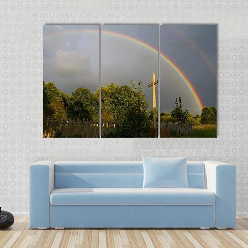 Cross & Rainbow Canvas Wall Art