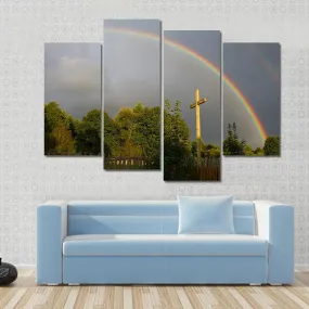 Cross & Rainbow Canvas Wall Art