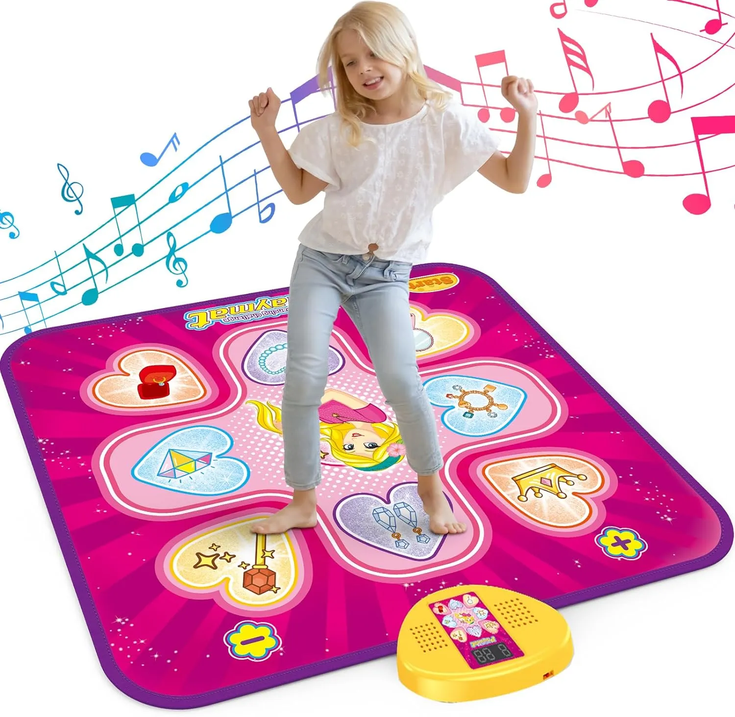Dance Mat, Toys for 3 4 5 6 7 8  Year Old Girls, Electronic Musical Play Mats Dance Pad with LED Light, Dance Game Toy Gift for Kids, 7 Game Modes, Christmas Birthday Gifts for Age 3-10 Year Old Girls