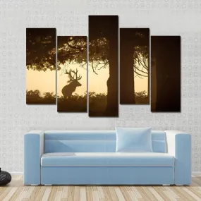 Deer Stag Silhouette Canvas Wall Art