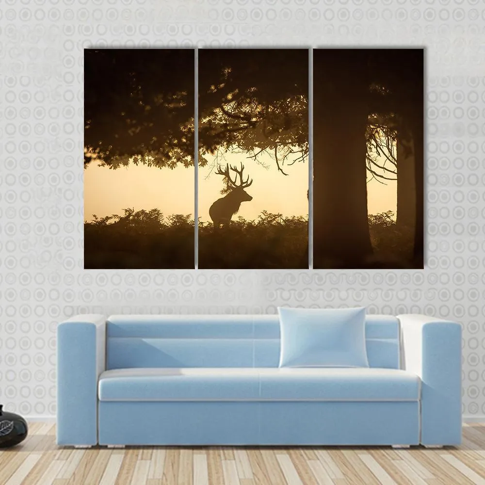 Deer Stag Silhouette Canvas Wall Art