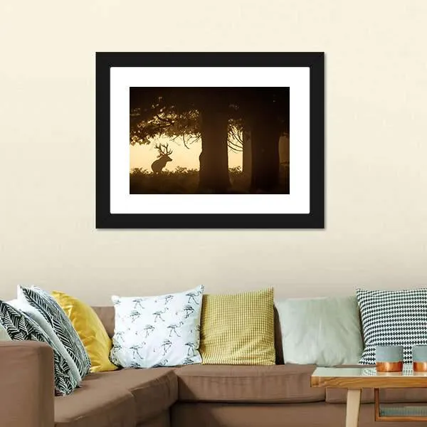 Deer Stag Silhouette Canvas Wall Art