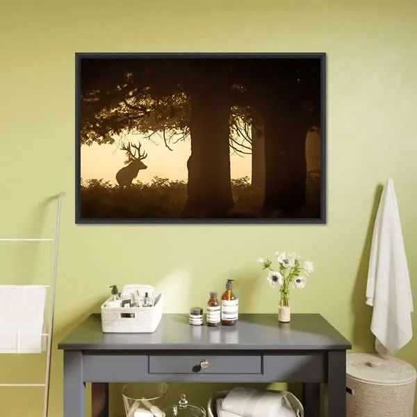 Deer Stag Silhouette Canvas Wall Art