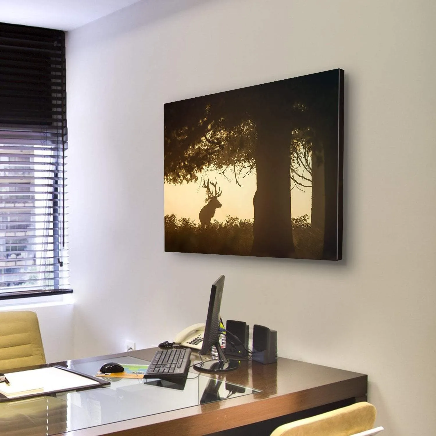 Deer Stag Silhouette Canvas Wall Art