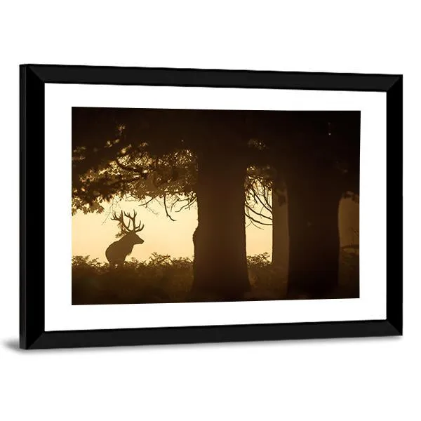 Deer Stag Silhouette Canvas Wall Art