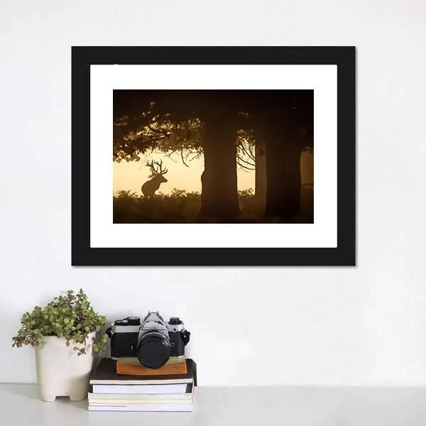 Deer Stag Silhouette Canvas Wall Art