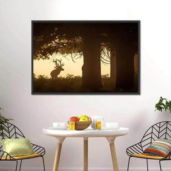 Deer Stag Silhouette Canvas Wall Art