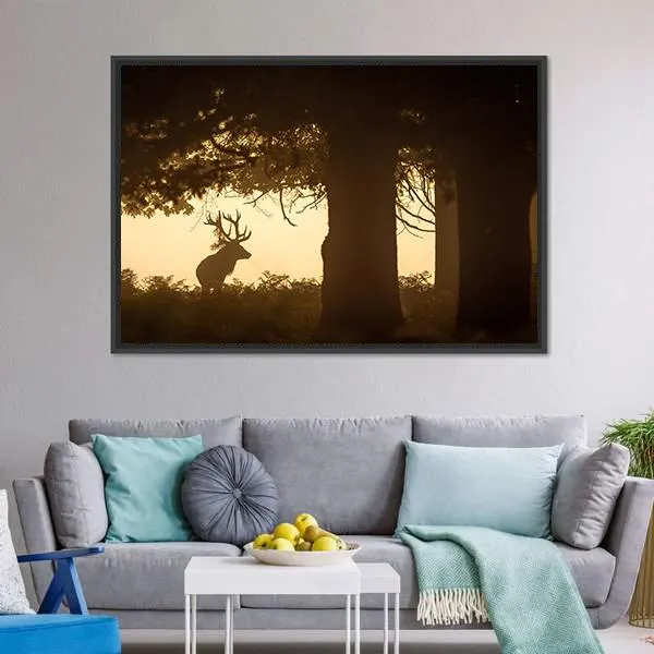 Deer Stag Silhouette Canvas Wall Art