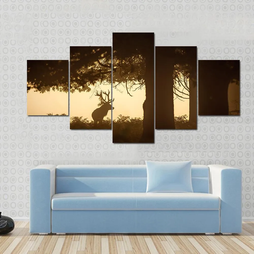 Deer Stag Silhouette Canvas Wall Art