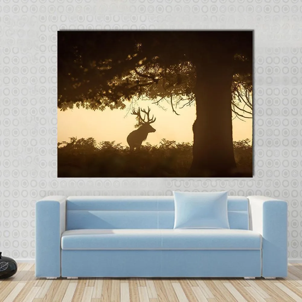 Deer Stag Silhouette Canvas Wall Art