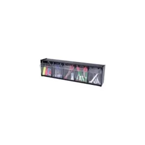 Deflecto Tilt Bin Interlocking Multi-Bin Storage Organizer - 5 Compartment(s) - 6.5" Height x 23.6" Width x 5.3" Depth - Black - Plastic - 1Each