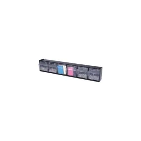 Deflecto Tilt Bin Interlocking Multi-Bin Storage Organizer - 6 Compartment(s) - 4.5" Height x 23.6" Width x 3.6" Depth - Desktop, Desktop - Black - Plastic - 1Each