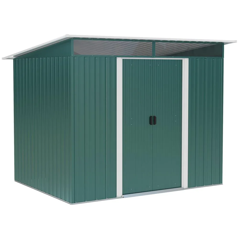 Durable Green Metal Garden Shed with Ventilation & Foundation