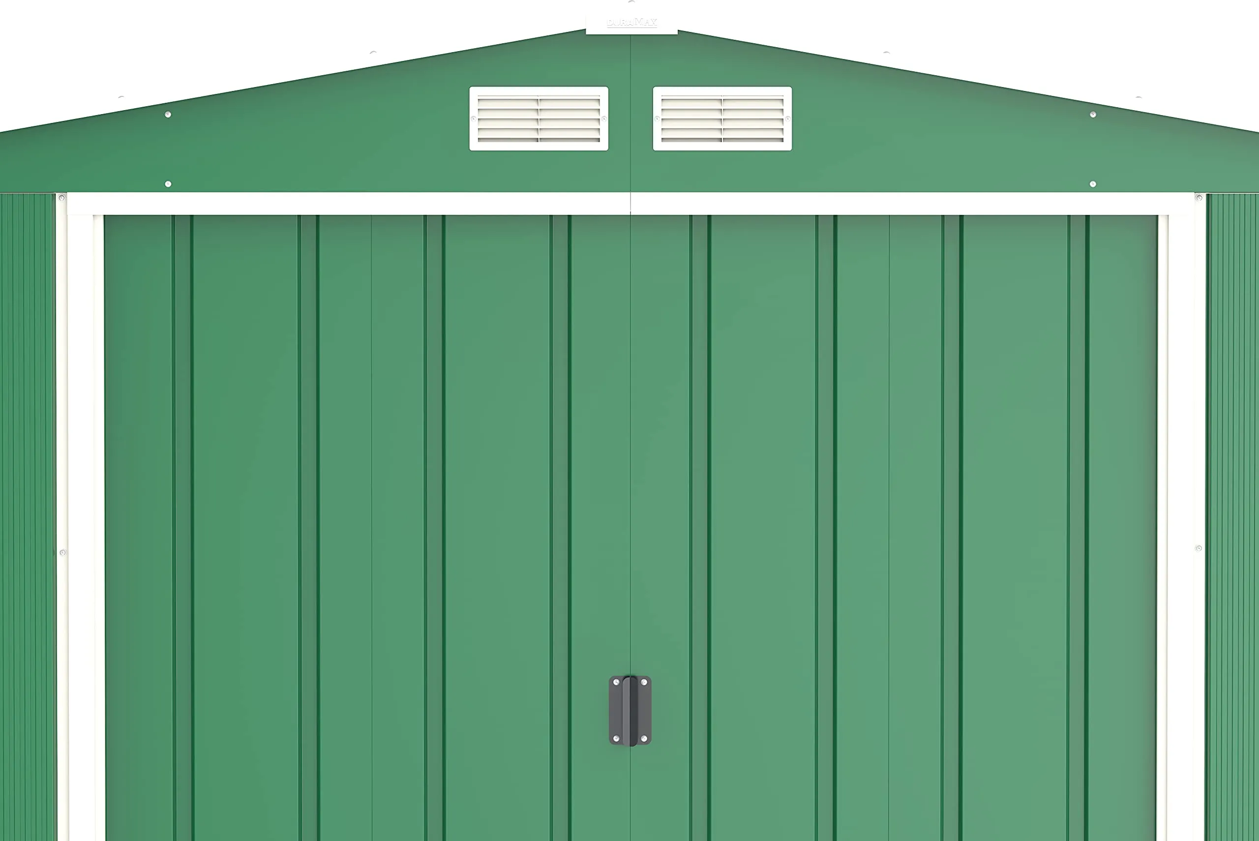Duramax ECO 10 x 10 (9.74 m2) Metal Garden Storage Shed, Hot-Dipped Galvanized Metal Garden Shed, Tool Storage Shed, Strong Reinforced Roof Structure, Maintenance-Free Metal Shed, Green