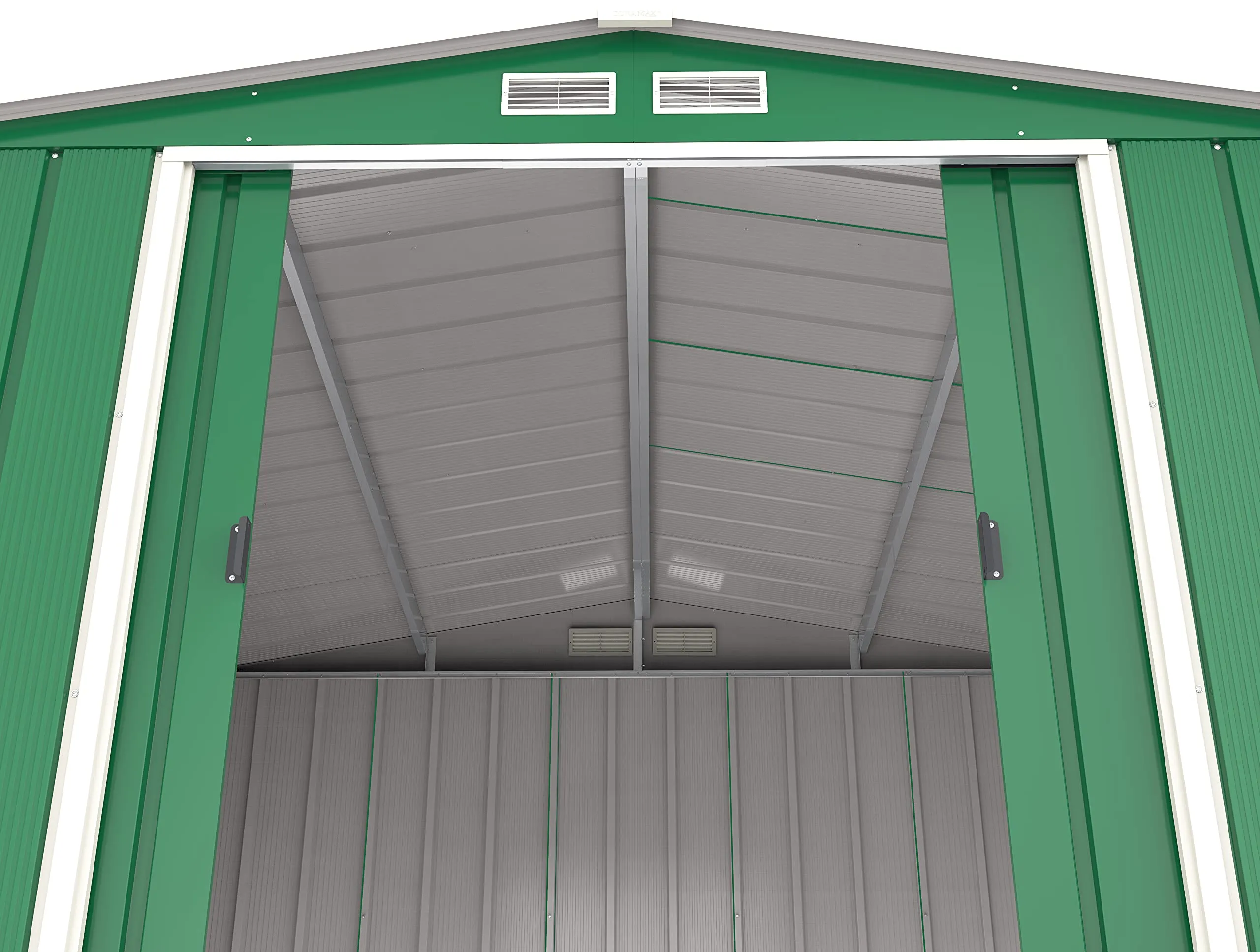 Duramax ECO 10 x 10 (9.74 m2) Metal Garden Storage Shed, Hot-Dipped Galvanized Metal Garden Shed, Tool Storage Shed, Strong Reinforced Roof Structure, Maintenance-Free Metal Shed, Green