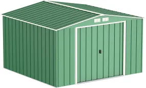 Duramax ECO 10 x 10 (9.74 m2) Metal Garden Storage Shed, Hot-Dipped Galvanized Metal Garden Shed, Tool Storage Shed, Strong Reinforced Roof Structure, Maintenance-Free Metal Shed, Green
