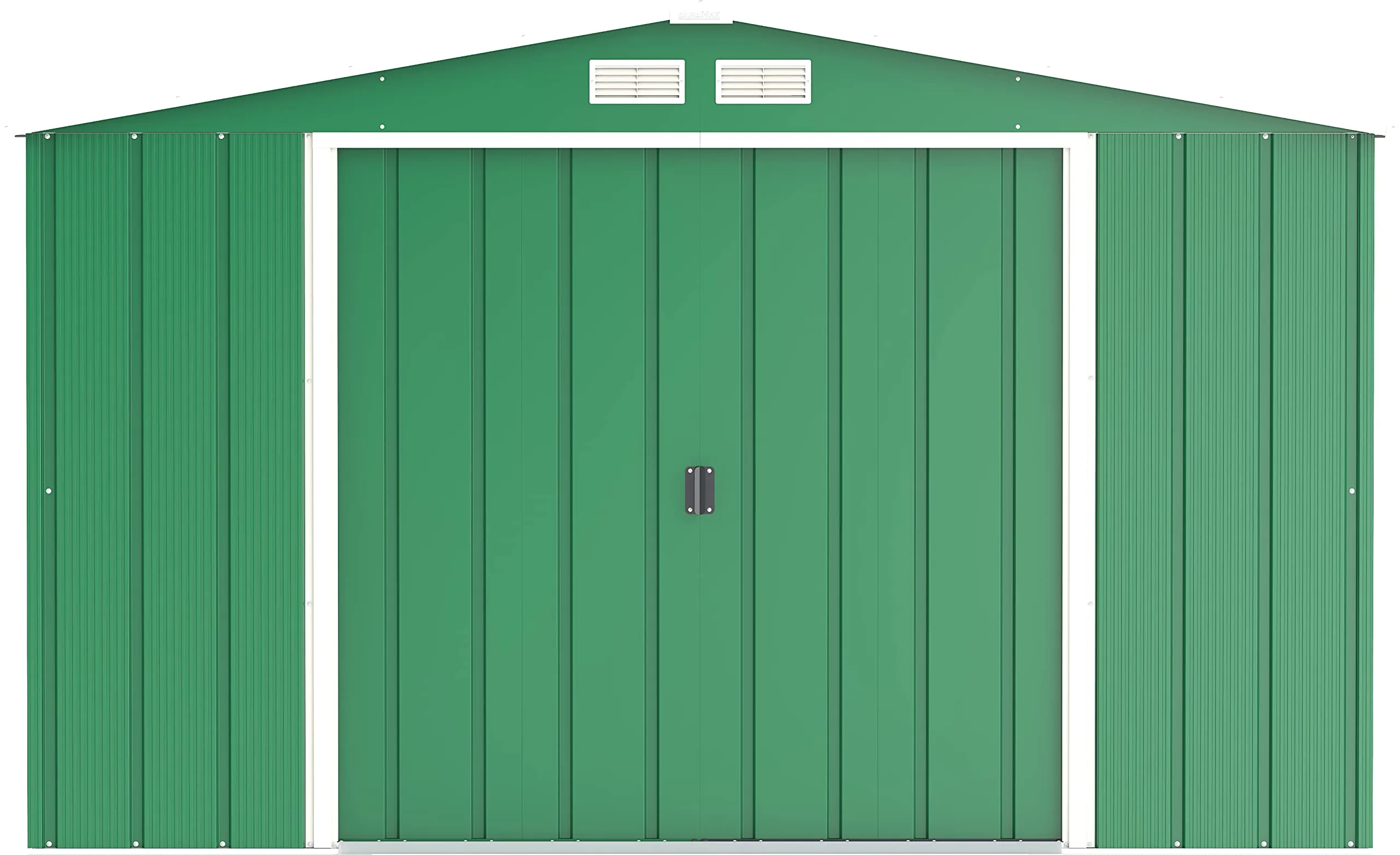 Duramax ECO 10 x 10 (9.74 m2) Metal Garden Storage Shed, Hot-Dipped Galvanized Metal Garden Shed, Tool Storage Shed, Strong Reinforced Roof Structure, Maintenance-Free Metal Shed, Green