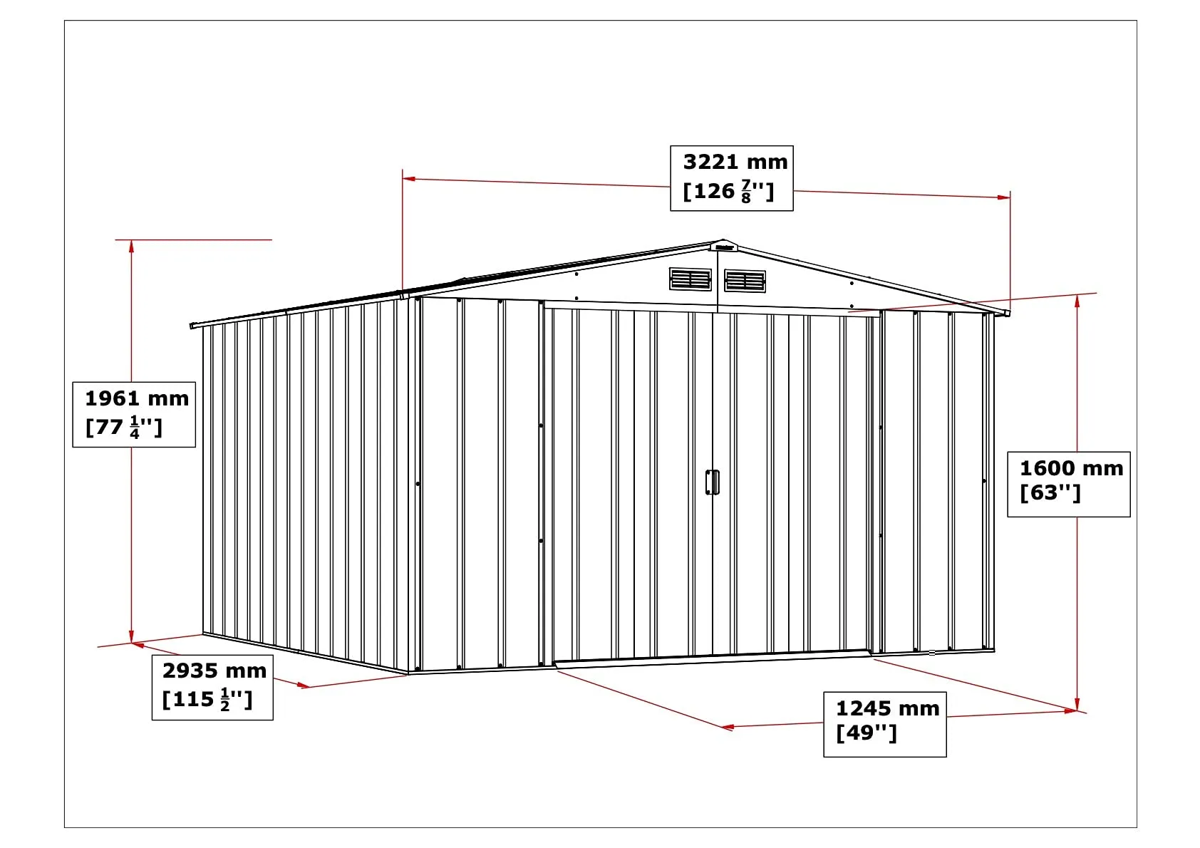 Duramax ECO 10 x 10 (9.74 m2) Metal Garden Storage Shed, Hot-Dipped Galvanized Metal Garden Shed, Tool Storage Shed, Strong Reinforced Roof Structure, Maintenance-Free Metal Shed, Green