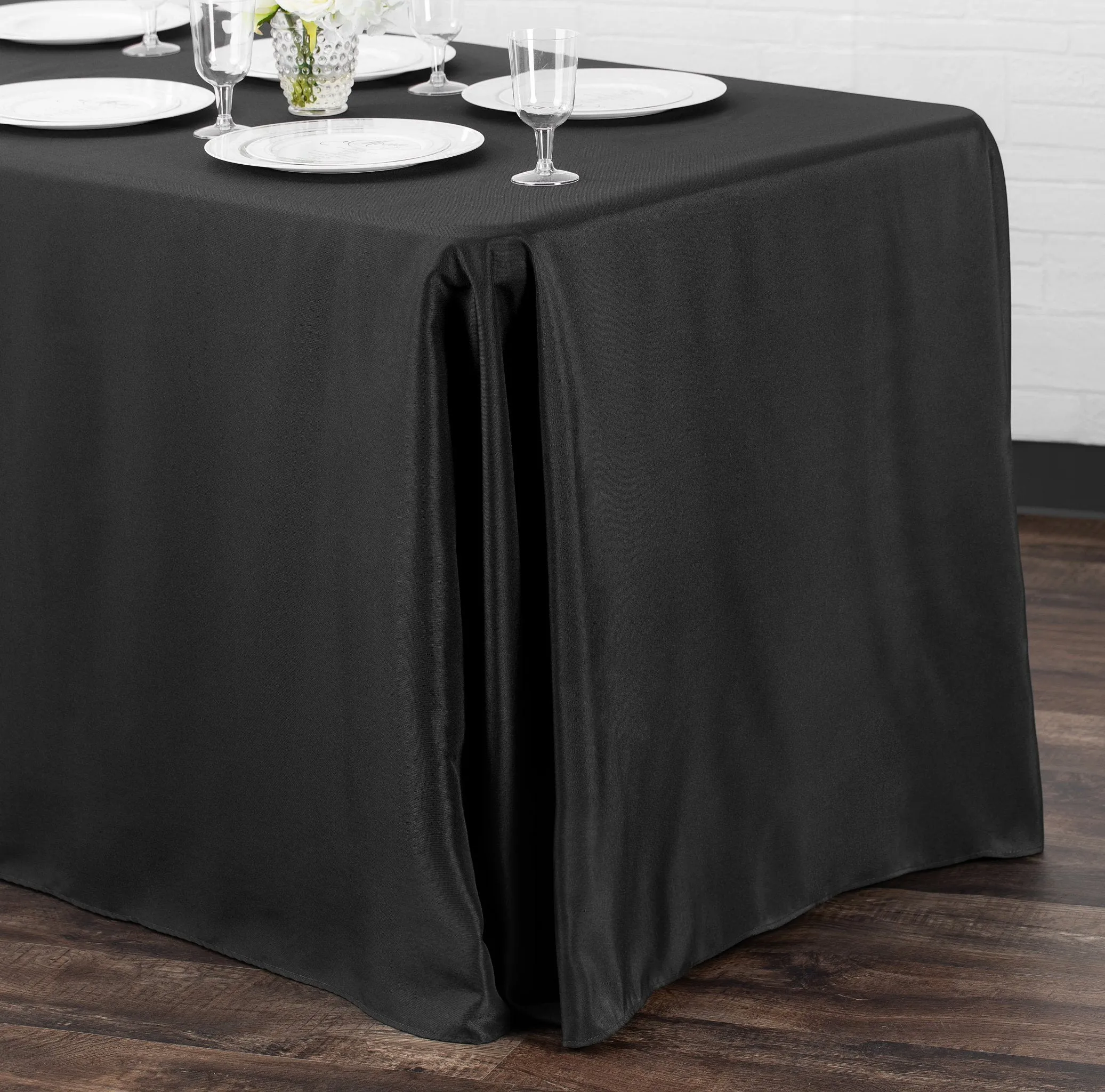 Economy Polyester Tablecloth 90"x156" Oblong Rectangular - Black