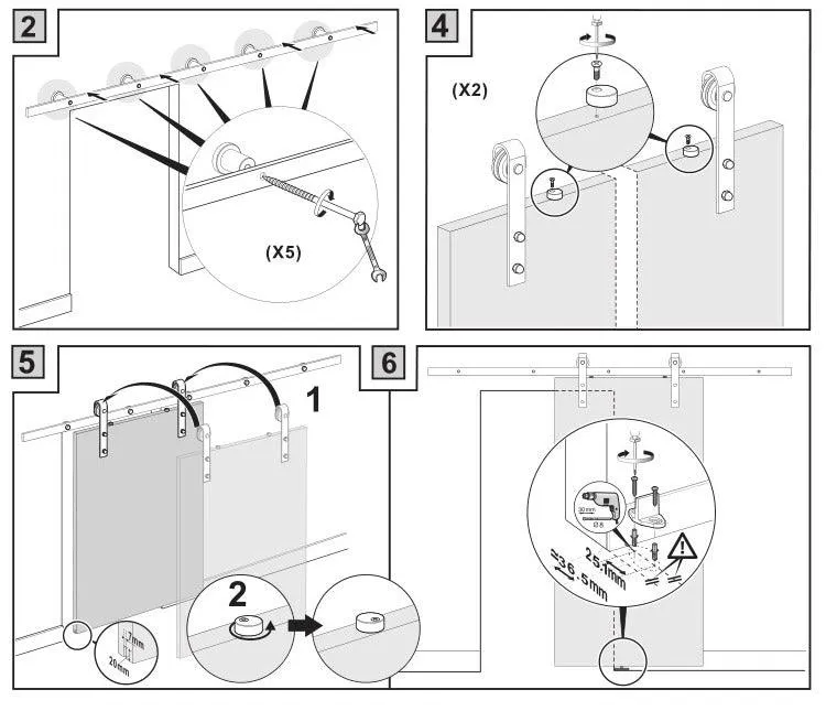 ELIKA / Sliding Barn Door Hardware Kit Mechanism