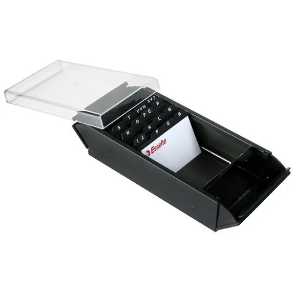 Esselte Metal Business Card Case Holder A-Z Sorter 600 Card Capacity Black