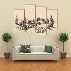 Farm Landscape Etch Canvas Wall Art