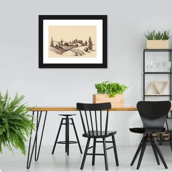 Farm Landscape Etch Canvas Wall Art