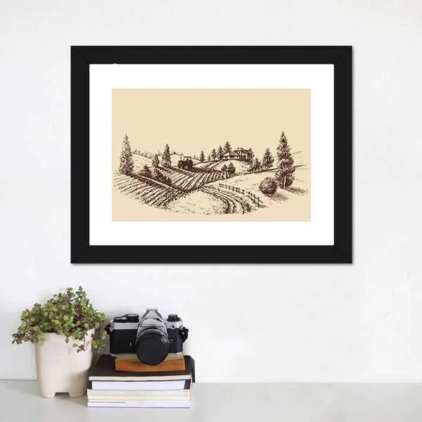 Farm Landscape Etch Canvas Wall Art