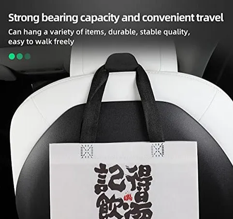 Front Seat Headrest Storage Hooks for Tesla Model 3 & Y (Matte Black)