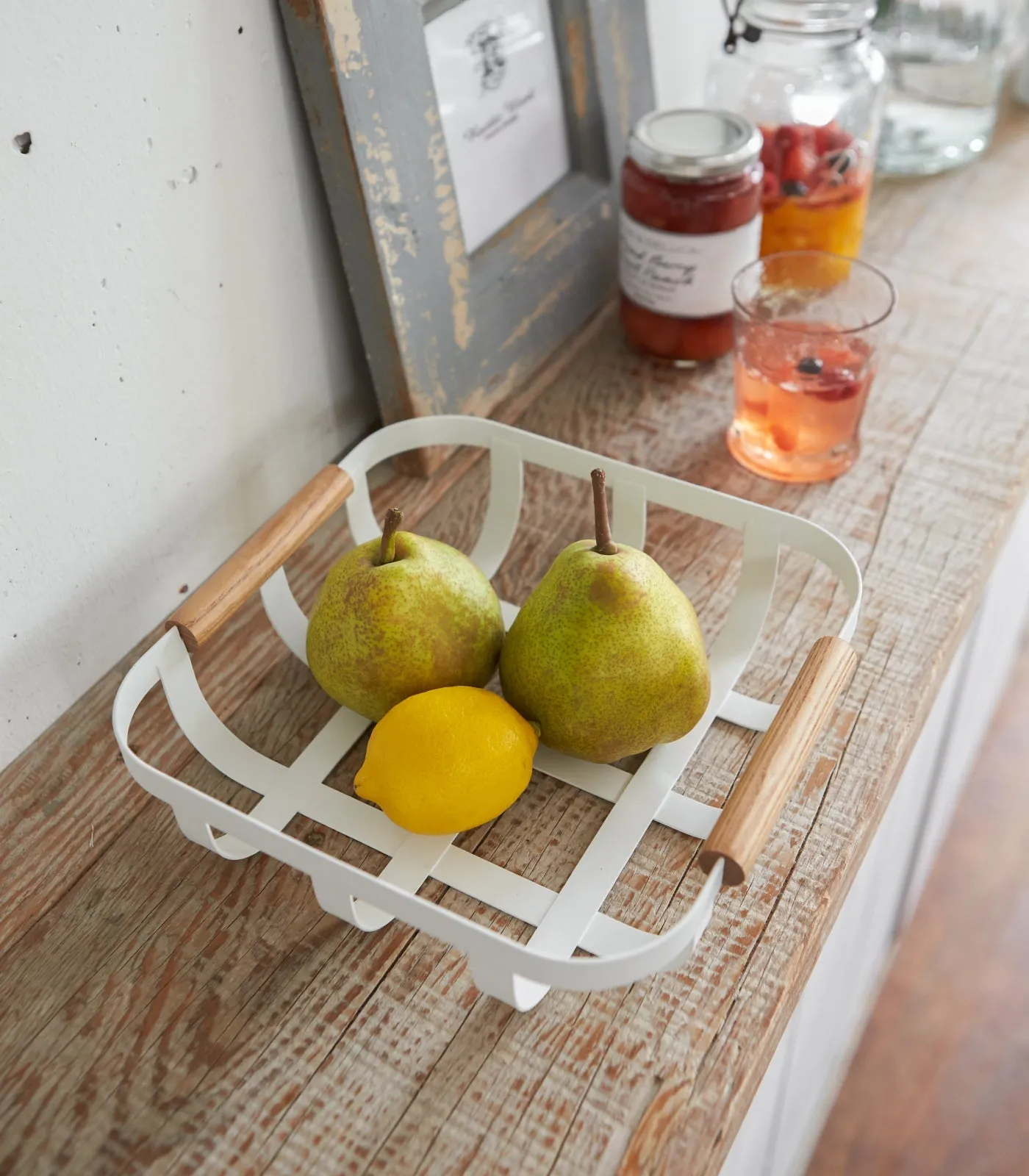 Fruit Basket - Steel   Wood