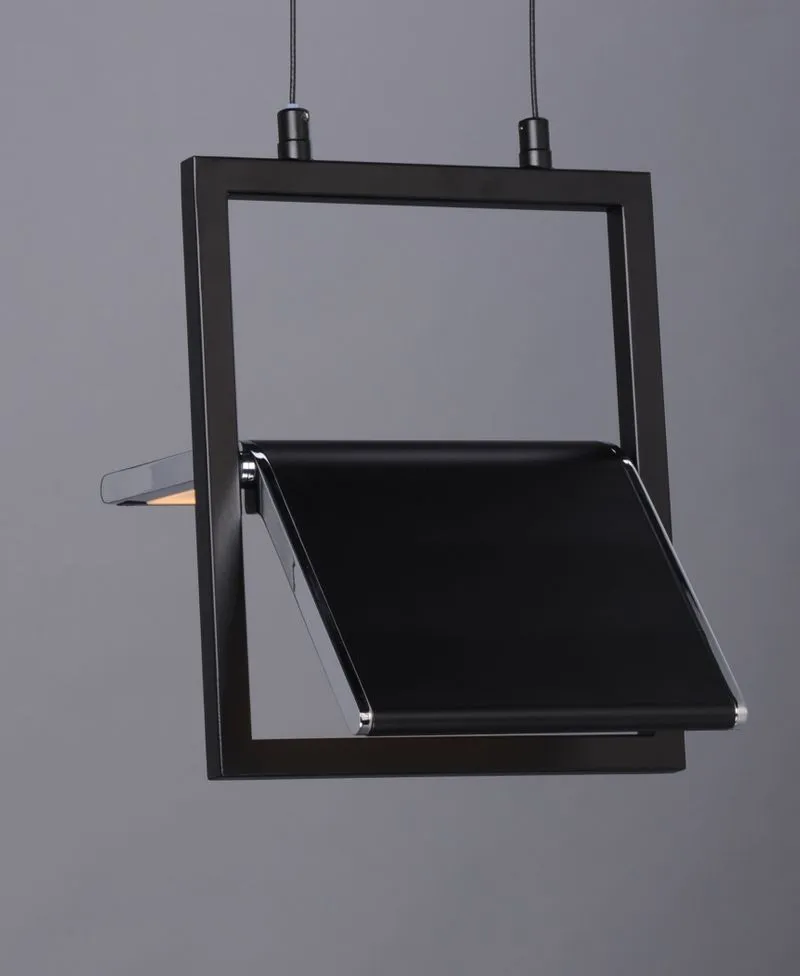 Glider 10.25" Single Light Pendant in Black and Polished Chrome